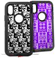 2x Decal style Skin Wrap Set compatible with Otterbox Defender iPhone X and Xs Case - Skull Checker (CASE NOT INCLUDED)