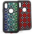 2x Decal style Skin Wrap Set compatible with Otterbox Defender iPhone X and Xs Case - Splatter Girly Skull Rainbow (CASE NOT INCLUDED)