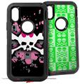2x Decal style Skin Wrap Set compatible with Otterbox Defender iPhone X and Xs Case - Scene Skull Splatter (CASE NOT INCLUDED)