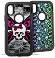 2x Decal style Skin Wrap Set compatible with Otterbox Defender iPhone X and Xs Case - Skull Butterfly (CASE NOT INCLUDED)