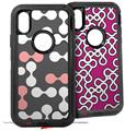 2x Decal style Skin Wrap Set compatible with Otterbox Defender iPhone X and Xs Case - Locknodes 04 Pink (CASE NOT INCLUDED)