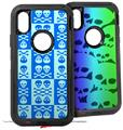2x Decal style Skin Wrap Set compatible with Otterbox Defender iPhone X and Xs Case - Skull And Crossbones Pattern Blue (CASE NOT INCLUDED)