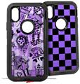 2x Decal style Skin Wrap Set compatible with Otterbox Defender iPhone X and Xs Case - Scene Kid Sketches Purple (CASE NOT INCLUDED)