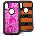 2x Decal style Skin Wrap Set compatible with Otterbox Defender iPhone X and Xs Case - Skull Sketches Pink (CASE NOT INCLUDED)