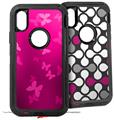 2x Decal style Skin Wrap Set compatible with Otterbox Defender iPhone X and Xs Case - Bokeh Butterflies Hot Pink (CASE NOT INCLUDED)