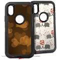 2x Decal style Skin Wrap Set compatible with Otterbox Defender iPhone X and Xs Case - Bokeh Hearts Orange (CASE NOT INCLUDED)