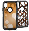 2x Decal style Skin Wrap Set compatible with Otterbox Defender iPhone X and Xs Case - Bokeh Hex Orange (CASE NOT INCLUDED)