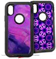 2x Decal style Skin Wrap Set compatible with Otterbox Defender iPhone X and Xs Case - Painting Purple Splash (CASE NOT INCLUDED)