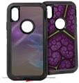 2x Decal style Skin Wrap Set compatible with Otterbox Defender iPhone X and Xs Case - Purple Orange (CASE NOT INCLUDED)