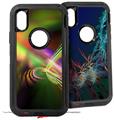 2x Decal style Skin Wrap Set compatible with Otterbox Defender iPhone X and Xs Case - Prismatic (CASE NOT INCLUDED)
