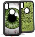 2x Decal style Skin Wrap Set compatible with Otterbox Defender iPhone X and Xs Case - Eyeball Green (CASE NOT INCLUDED)