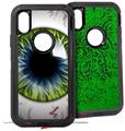 2x Decal style Skin Wrap Set compatible with Otterbox Defender iPhone X and Xs Case - Eyeball Blue Green (CASE NOT INCLUDED)