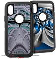 2x Decal style Skin Wrap Set compatible with Otterbox Defender iPhone X and Xs Case - Socialist Abstract (CASE NOT INCLUDED)