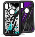 2x Decal style Skin Wrap Set compatible with Otterbox Defender iPhone X and Xs Case - Baja 0018 Neon Teal (CASE NOT INCLUDED)