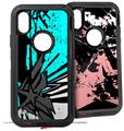 2x Decal style Skin Wrap Set compatible with Otterbox Defender iPhone X and Xs Case - Baja 0040 Neon Teal (CASE NOT INCLUDED)