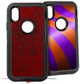 2x Decal style Skin Wrap Set compatible with Otterbox Defender iPhone X and Xs Case - Folder Doodles Red Dark (CASE NOT INCLUDED)