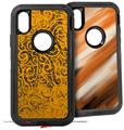 2x Decal style Skin Wrap Set compatible with Otterbox Defender iPhone X and Xs Case - Folder Doodles Orange (CASE NOT INCLUDED)
