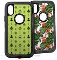 2x Decal style Skin Wrap Set compatible with Otterbox Defender iPhone X and Xs Case - Nautical Anchors Away 02 Sage Green (CASE NOT INCLUDED)
