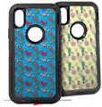 2x Decal style Skin Wrap Set compatible with Otterbox Defender iPhone X and Xs Case - Crabs and Shells Blue Medium (CASE NOT INCLUDED)