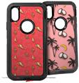 2x Decal style Skin Wrap Set compatible with Otterbox Defender iPhone X and Xs Case - Sea Shells 02 Coral (CASE NOT INCLUDED)