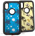 2x Decal style Skin Wrap Set compatible with Otterbox Defender iPhone X and Xs Case - Starfish and Sea Shells Blue Medium (CASE NOT INCLUDED)