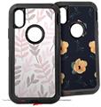 2x Decal style Skin Wrap Set compatible with Otterbox Defender iPhone X and Xs Case - Watercolor Leaves (CASE NOT INCLUDED)