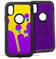 2x Decal style Skin Wrap Set compatible with Otterbox Defender iPhone X and Xs Case - Drip Purple Yellow Teal (CASE NOT INCLUDED)