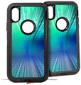 2x Decal style Skin Wrap Set compatible with Otterbox Defender iPhone X and Xs Case - Bent Light Seafoam Greenish (CASE NOT INCLUDED)