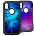 2x Decal style Skin Wrap Set compatible with Otterbox Defender iPhone X and Xs Case - Cubic Shards Blue (CASE NOT INCLUDED)