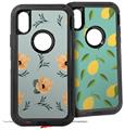 2x Decal style Skin Wrap Set compatible with Otterbox Defender iPhone X and Xs Case - Poppy Orange Light Blue (CASE NOT INCLUDED)