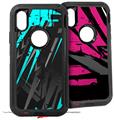 2x Decal style Skin Wrap Set compatible with Otterbox Defender iPhone X and Xs Case - Baja 0014 Neon Teal (CASE NOT INCLUDED)