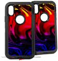 2x Decal style Skin Wrap Set compatible with Otterbox Defender iPhone X and Xs Case - Liquid Metal Chrome Flame Hot (CASE NOT INCLUDED)