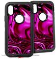 2x Decal style Skin Wrap Set compatible with Otterbox Defender iPhone X and Xs Case - Liquid Metal Chrome Hot Pink Fuchsia (CASE NOT INCLUDED)
