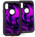 2x Decal style Skin Wrap Set compatible with Otterbox Defender iPhone X and Xs Case - Liquid Metal Chrome Purple (CASE NOT INCLUDED)