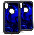 2x Decal style Skin Wrap Set compatible with Otterbox Defender iPhone X and Xs Case - Liquid Metal Chrome Royal Blue (CASE NOT INCLUDED)