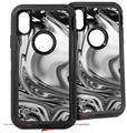 2x Decal style Skin Wrap Set compatible with Otterbox Defender iPhone X and Xs Case - Liquid Metal Chrome (CASE NOT INCLUDED)
