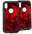 2x Decal style Skin Wrap Set compatible with Otterbox Defender iPhone X and Xs Case - Liquid Metal Chrome Red (CASE NOT INCLUDED)