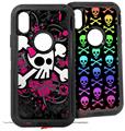 2x Decal style Skin Wrap Set compatible with Otterbox Defender iPhone X and Xs Case - Girly Skull Bones (CASE NOT INCLUDED)