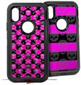 2x Decal style Skin Wrap Set compatible with Otterbox Defender iPhone X and Xs Case - Skull and Crossbones Checkerboard (CASE NOT INCLUDED)