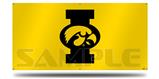 Iowa Hawkeyes Tigerhawk Oval 02 Black on Gold Garage Decor Shop Banner 36"x72"