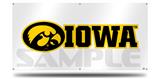 Iowa Hawkeyes Tigerhawk Oval 03 Black and Gold Horizontal Garage Decor Shop Banner 36"x72"