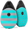 Skin Decal Wrap 2 Pack compatible with Suorin Drop Psycho Stripes Neon Teal and Gray VAPE NOT INCLUDED