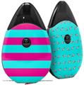 Skin Decal Wrap 2 Pack compatible with Suorin Drop Psycho Stripes Neon Teal and Hot Pink VAPE NOT INCLUDED