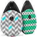 Skin Decal Wrap 2 Pack compatible with Suorin Drop Chevrons Gray And Aqua VAPE NOT INCLUDED