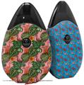 Skin Decal Wrap 2 Pack compatible with Suorin Drop Famingos and Flowers Pink VAPE NOT INCLUDED