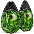 Skin Decal Wrap 2 Pack compatible with Suorin Drop Liquid Metal Chrome Neon Green VAPE NOT INCLUDED