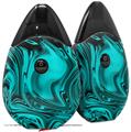 Skin Decal Wrap 2 Pack compatible with Suorin Drop Liquid Metal Chrome Neon Teal VAPE NOT INCLUDED