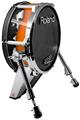 Skin Wrap works with Roland vDrum Shell KD-140 Kick Bass Drum Ripped Colors Black Orange (DRUM NOT INCLUDED)