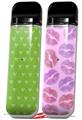Skin Decal Wrap 2 Pack for Smok Novo v1 Hearts Green On White VAPE NOT INCLUDED