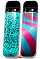 Skin Decal Wrap 2 Pack for Smok Novo v1 Folder Doodles Neon Teal VAPE NOT INCLUDED